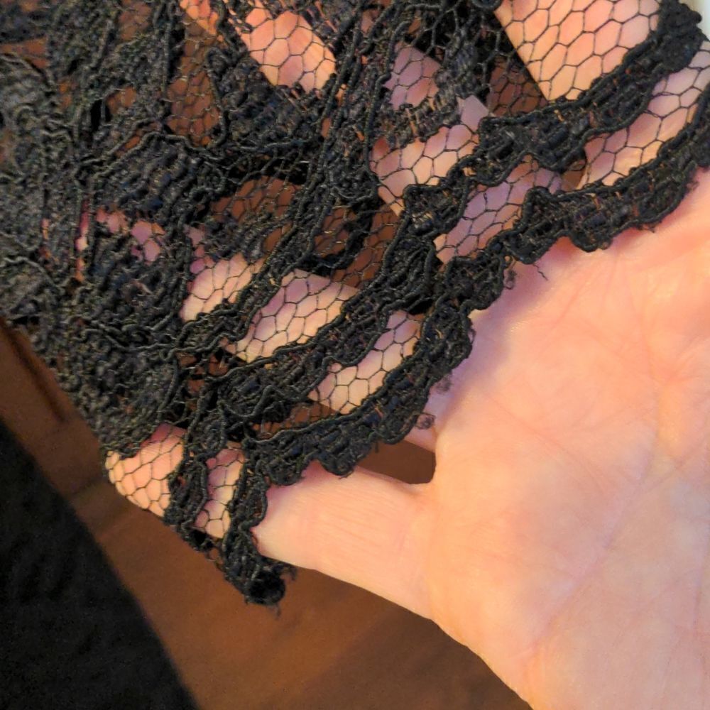 VTG 90s Black Lace Cocktail Mini Dress by Moda International Size 6 - Picture 12 of 16